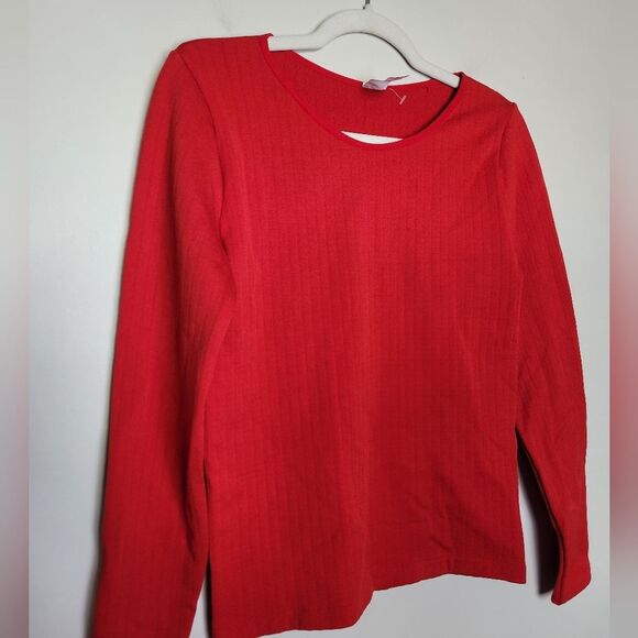 NEW Red Grid Print Thermal Long Sleeve Base Layer Felt Lined Stretchy Medium - Picture 6 of 12
